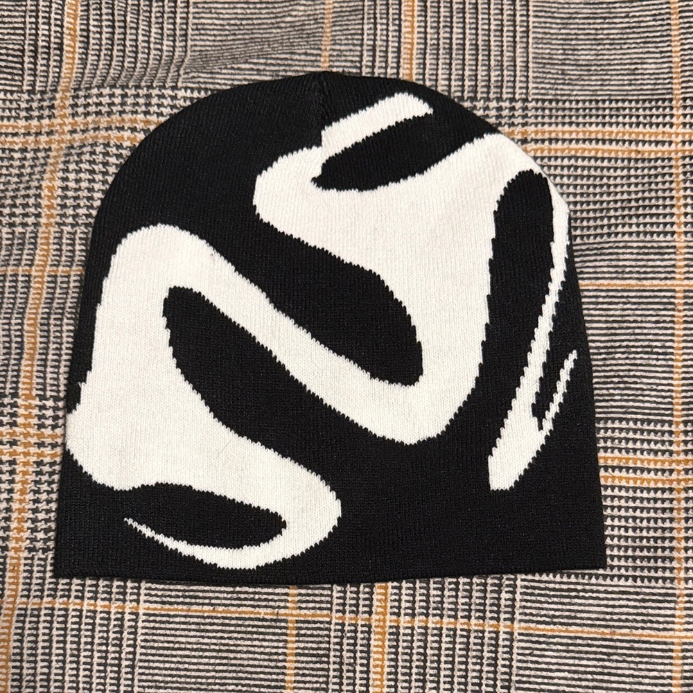 Black and White Patterned Beanie